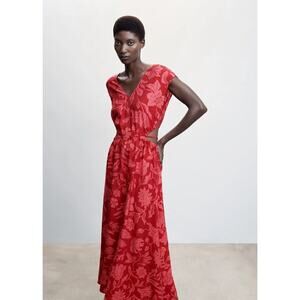 MNG Floral Print Side Cutout Dress Sz L